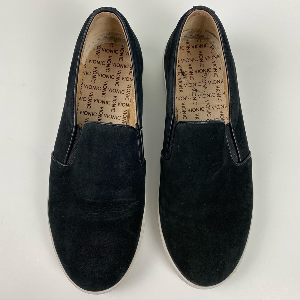Vionic US 7 Midi Slip-On Sneaker Black Casual Chic Comfortable Nubuck Leather